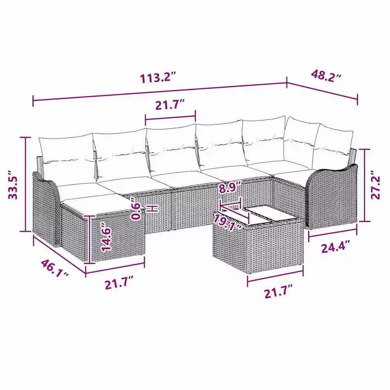 vidaXL Salon de jardin avec coussins 7 pcs Résine tressée