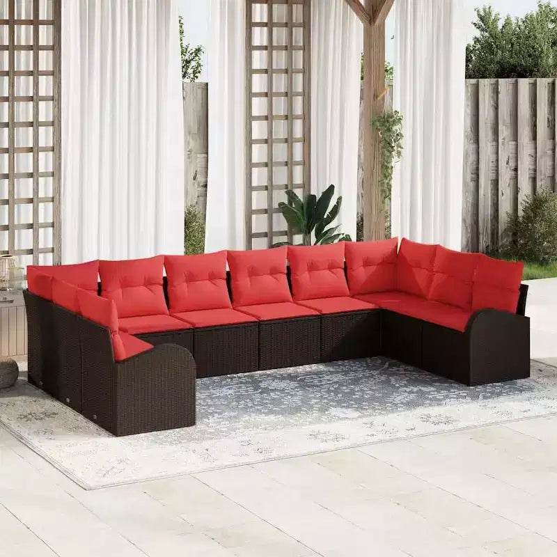 vidaXL Garden Sofa Set 10 pcs Brown Poly rattan