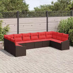 vidaXL Garden Sofa Set 10 pcs Brown Poly rattan
