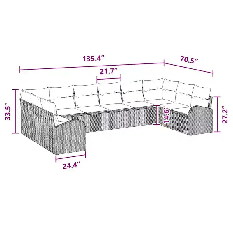 vidaXL Garden Sofa Set 10 pcs Brown Poly rattan