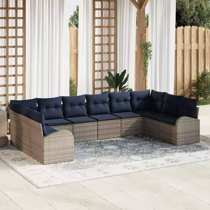 vidaXL Garden Sofa Set 10 pcs Brown Poly rattan