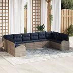 vidaXL Garden Sofa Set 10 pcs Brown Poly rattan