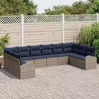 vidaXL Garden Sofa Set 10 pcs Brown Poly rattan