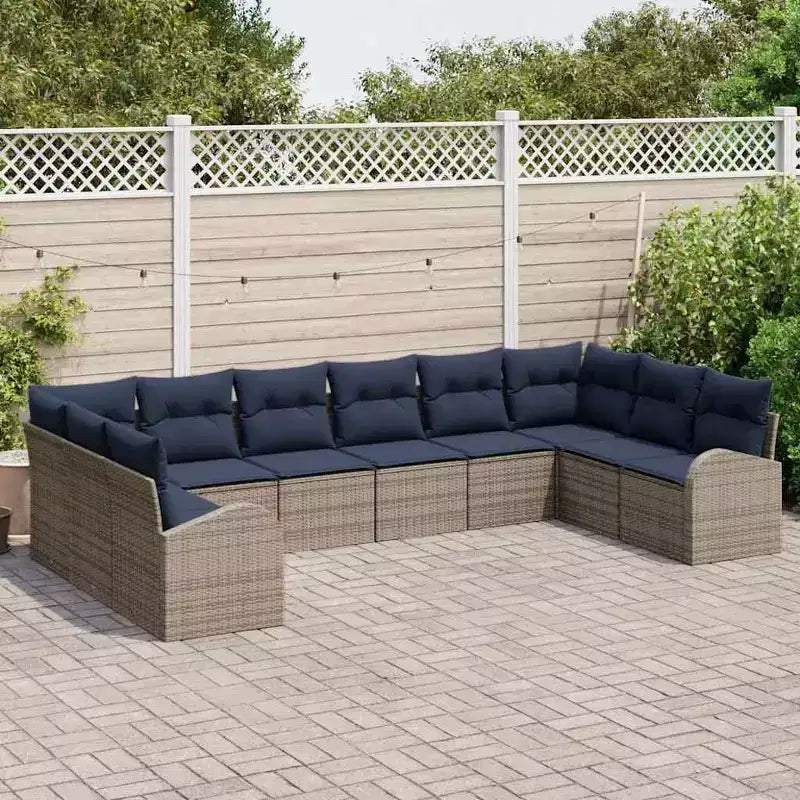 vidaXL Garden Sofa Set 10 pcs Brown Poly rattan