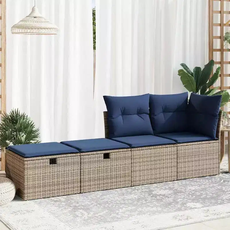 vidaXL Garden Sofa Set, Outdoor Poly Rattan Modular 2-Piece Patio Furniture with Cushions, Multiple Colors