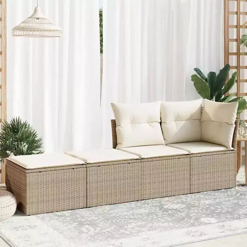 vidaXL Garden Sofa Set, Outdoor Poly Rattan Modular 2-Piece Patio Furniture with Cushions, Multiple Colors