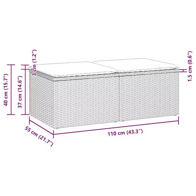 vidaXL Garden Sofa Set, Outdoor Poly Rattan Modular 2-Piece Patio Furniture with Cushions, Multiple Colors