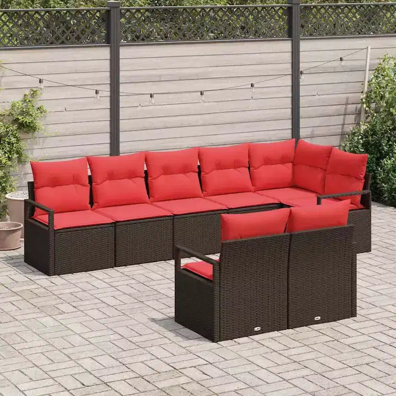 vidaXL Garden Sofa Set 8 pcs Brown Poly rattan