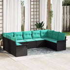vidaXL Salon de jardin avec coussins 9 pcs Résine tressée marron