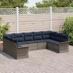 vidaXL Salon de jardin avec coussins 9 pcs Résine tressée marron