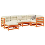 vidaXL Patio Sofa Set Modular Sofas and Footstool 6 Piece Solid Wood Pine