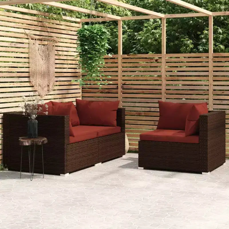 vidaXL Salon de Jardin 3 Pièces Canapé d'Angle avec Coussins Résine Tressée