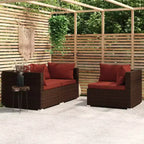 vidaXL Salon de Jardin 3 Pièces Canapé d'Angle avec Coussins Résine Tressée