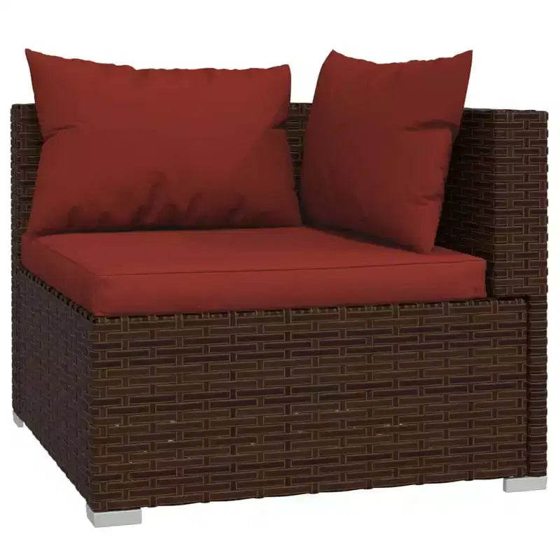 vidaXL Salon de Jardin 3 Pièces Canapé d'Angle avec Coussins Résine Tressée