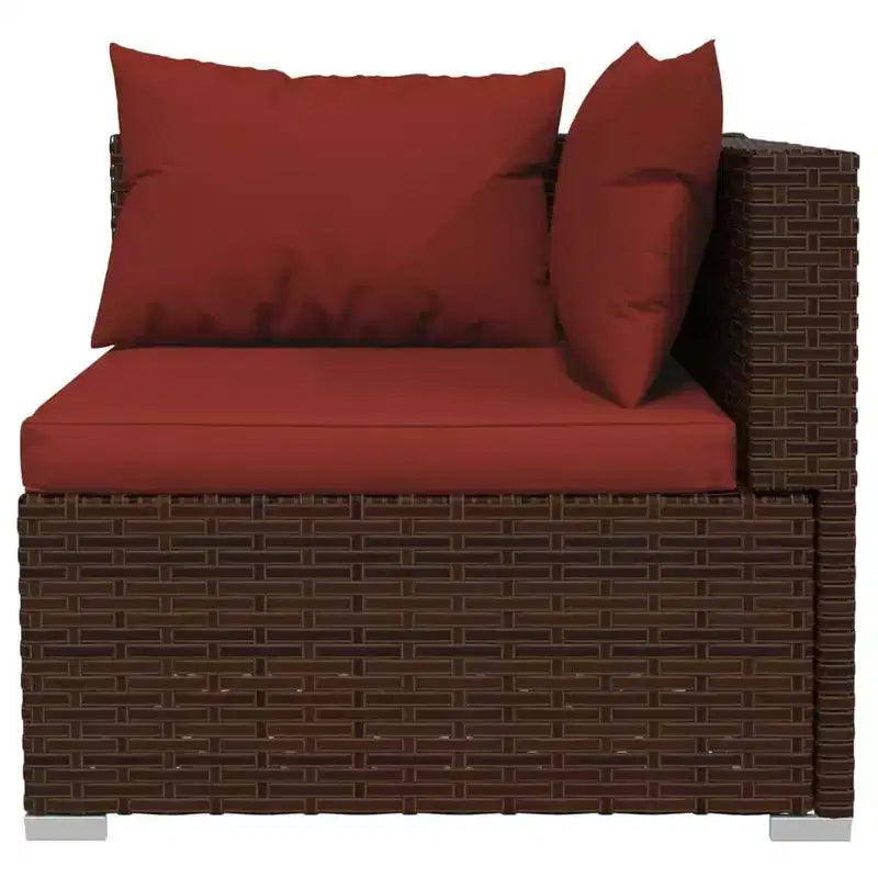 vidaXL Salon de Jardin 3 Pièces Canapé d'Angle avec Coussins Résine Tressée