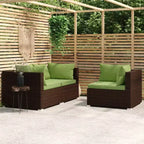 vidaXL Salon de Jardin 3 Pièces Canapé d'Angle avec Coussins Résine Tressée