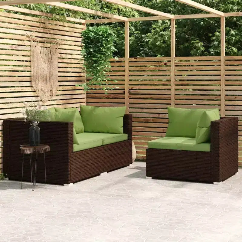 vidaXL Salon de Jardin 3 Pièces Canapé d'Angle avec Coussins Résine Tressée