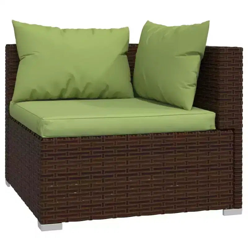 vidaXL Salon de Jardin 3 Pièces Canapé d'Angle avec Coussins Résine Tressée