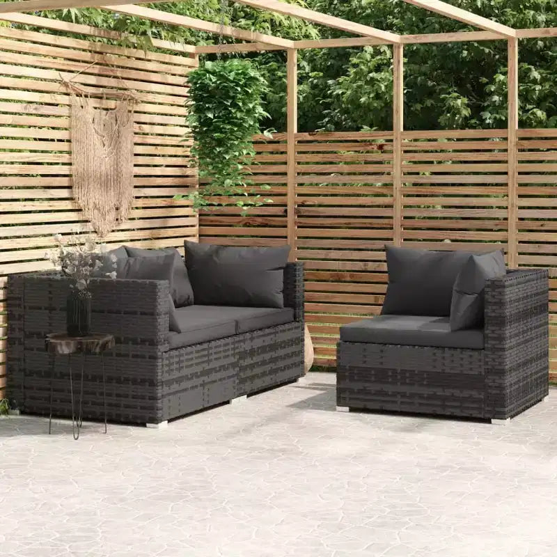 vidaXL Salon de Jardin 3 Pièces Canapé d'Angle avec Coussins Résine Tressée