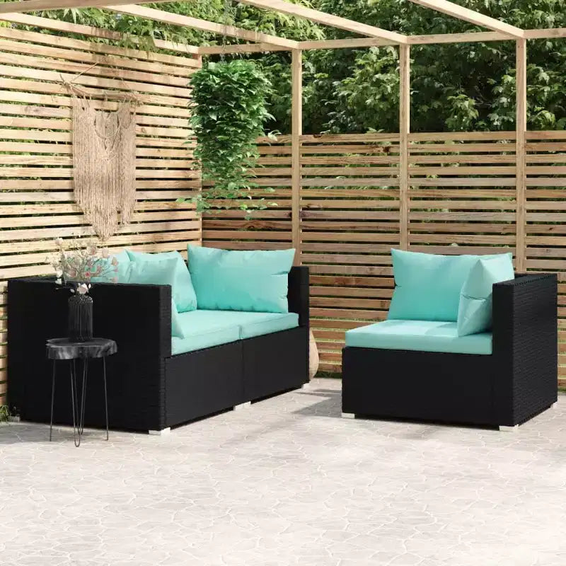 vidaXL Salon de Jardin 3 Pièces Canapé d'Angle avec Coussins Résine Tressée