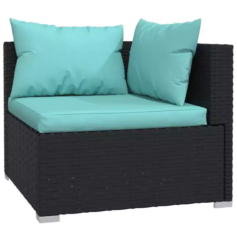 vidaXL Salon de Jardin 3 Pièces Canapé d'Angle avec Coussins Résine Tressée