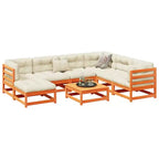 vidaXL Patio Sofa Set Modular Sofas and Outdoor Stools 8 Piece Solid Wood Pine