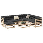 vidaXL Patio Sofa Set Modular Sofas and Outdoor Stools 8 Piece Solid Wood Pine
