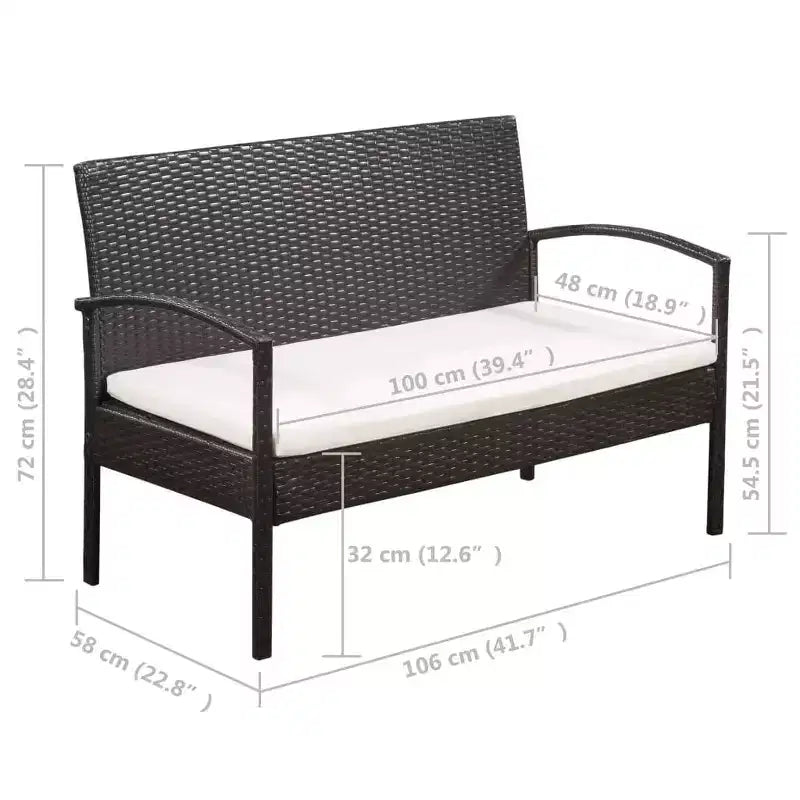 vidaXL Patio Furniture Set 5 Piece Outdoor Sofa with Coffee Table Poly Rattan