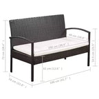 vidaXL Patio Furniture Set 5 Piece Outdoor Sofa with Coffee Table Poly Rattan