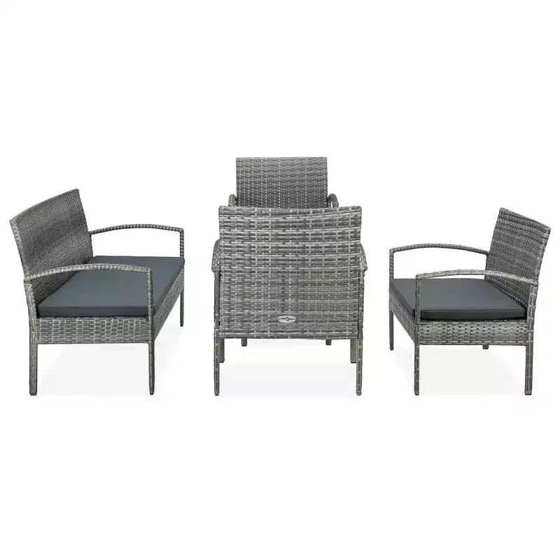 vidaXL Patio Furniture Set 5 Piece Outdoor Sofa with Coffee Table Poly Rattan