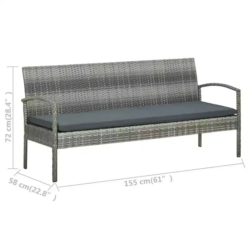 vidaXL Patio Furniture Set 5 Piece Outdoor Sofa with Coffee Table Poly Rattan