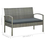 vidaXL Patio Furniture Set 5 Piece Outdoor Sofa with Coffee Table Poly Rattan