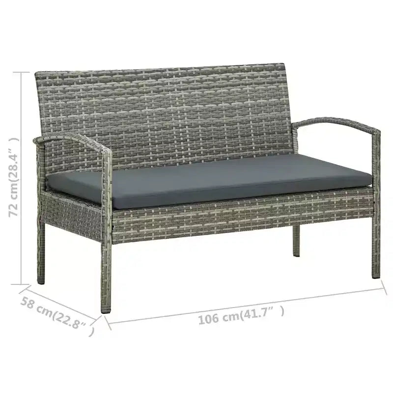 vidaXL Patio Furniture Set 5 Piece Outdoor Sofa with Coffee Table Poly Rattan