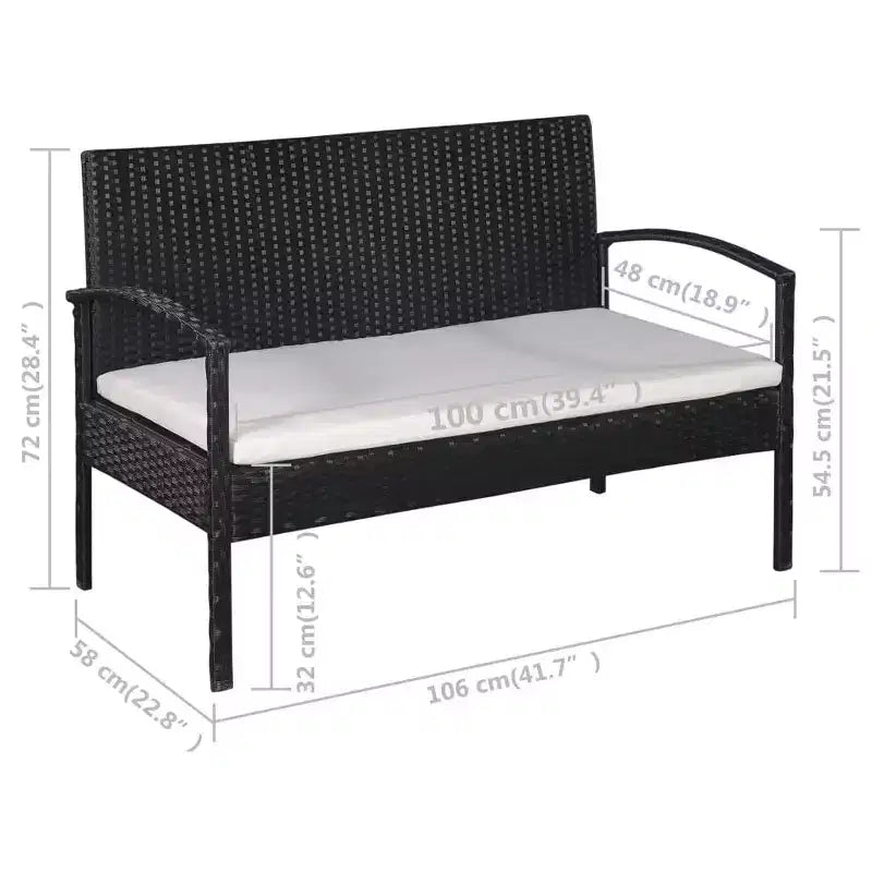 vidaXL Patio Furniture Set 5 Piece Outdoor Sofa with Coffee Table Poly Rattan