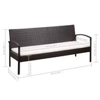 vidaXL Patio Furniture Set 5 Piece Outdoor Sofa with Coffee Table Poly Rattan