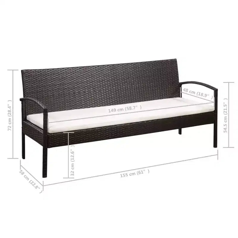 vidaXL Patio Furniture Set 5 Piece Outdoor Sofa with Coffee Table Poly Rattan