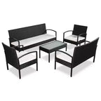 vidaXL Patio Furniture Set 5 Piece Outdoor Sofa with Coffee Table Poly Rattan
