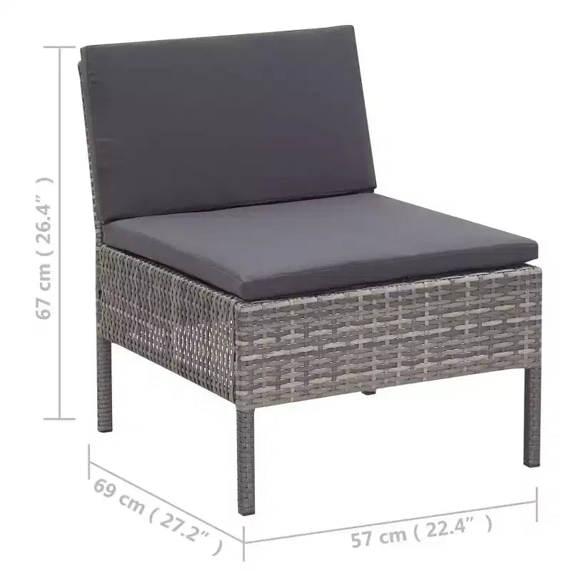 vidaXL Patio Furniture Set 3 Piece Sectional Sofa with Coffee Table Rattan