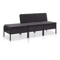 vidaXL Patio Furniture Set 3 Piece Sectional Sofa with Coffee Table Rattan