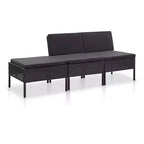 vidaXL Patio Furniture Set 3 Piece Sectional Sofa with Coffee Table Rattan