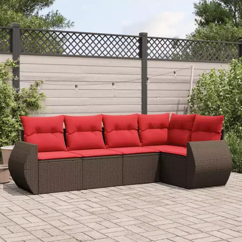 vidaXL Garden Sofa Set with Cushions Poly Rattan