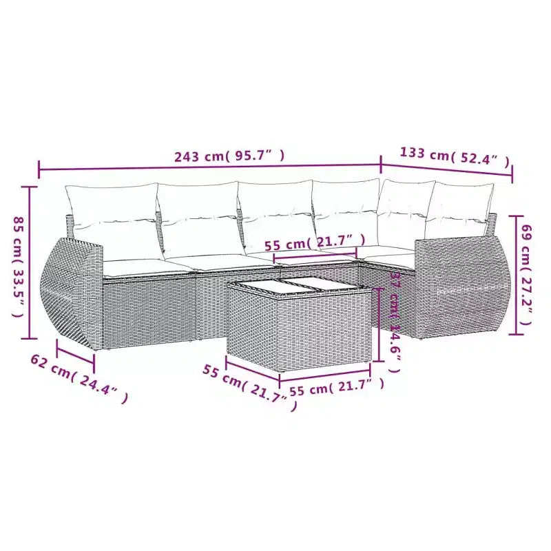 vidaXL Garden Sofa Set with Cushions Poly Rattan
