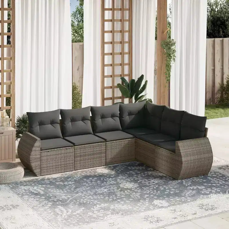 vidaXL Patio Sofa Set with Cushions, Modular Outdoor Sectional, Poly Rattan, Multiple Colors and Models