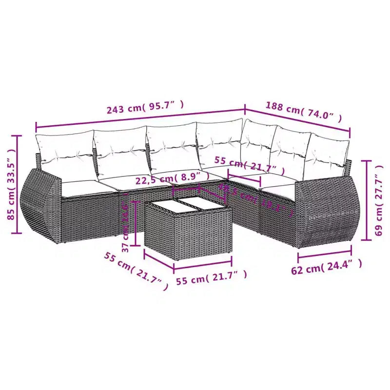 vidaXL Patio Sofa Set with Cushions, Modular Outdoor Sectional, Poly Rattan, Multiple Colors and Models