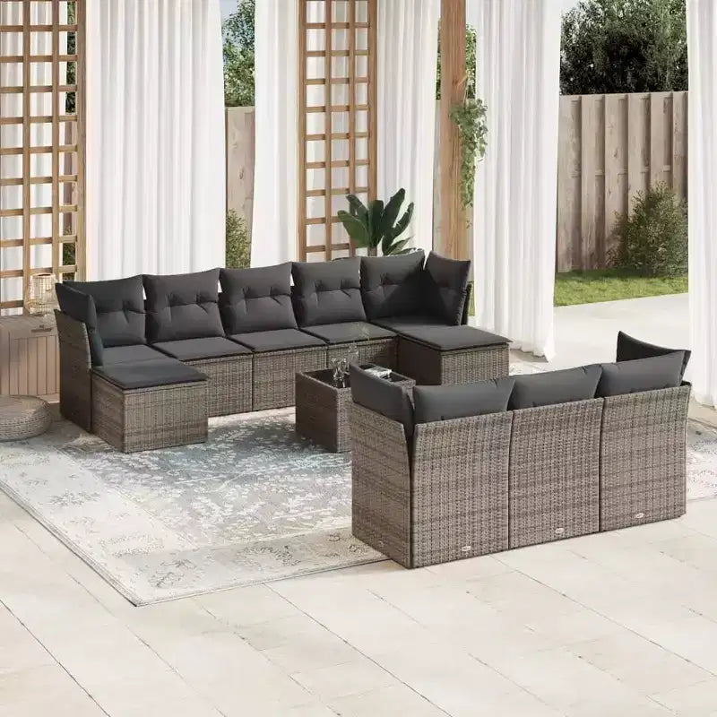 vidaXL Salon de jardin noir, en rotin PE bleu, Acier poudré