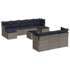 vidaXL Salon de jardin noir, en rotin PE bleu, Acier poudré