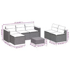 vidaXL Ensemble de canapés de jardin avec coussins, 5 pièces, rotin synthétique, acacia