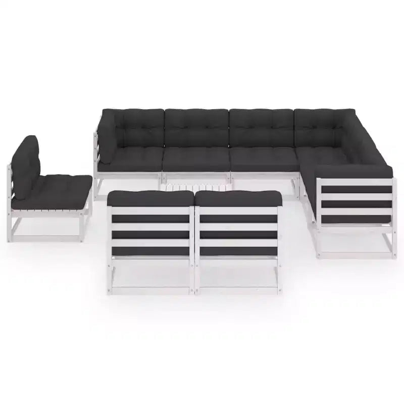 vidaXL Ensemble de Mobilier de Jardin 10 Pièces Canapé d'Angle d'Extérieur en Bois de Pin Massif