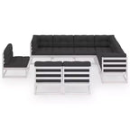vidaXL Ensemble de Mobilier de Jardin 10 Pièces Canapé d'Angle d'Extérieur en Bois de Pin Massif