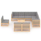 vidaXL Ensemble de Mobilier de Jardin 10 Pièces Canapé d'Angle d'Extérieur en Bois de Pin Massif
